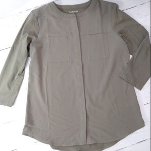 Van Heusen Ladies Women's Army Green Collarless